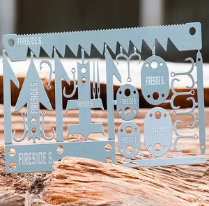 Enhanced outdoor survival gear card tool when camping outside