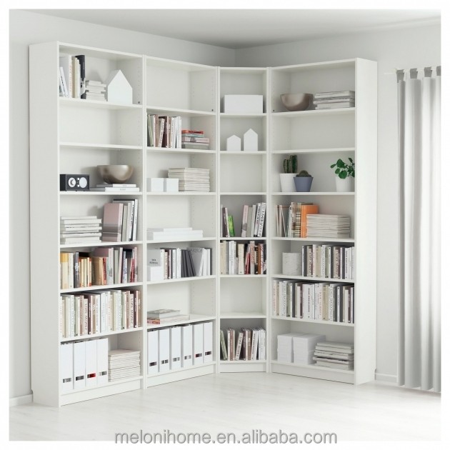 European design bookcase wooden grain with corner base for library