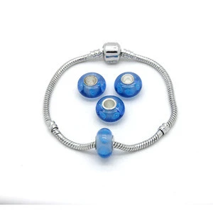 European Style Murano Glass 2016 Fashion Silver Unique Blue Beads GBS0006