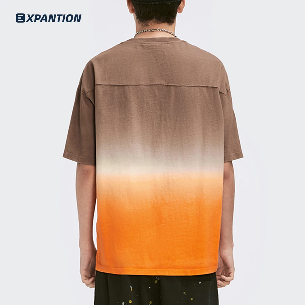EXP high quality wholesale summer fashionable loose 100% cotton o neck mens hip pop tie-dye t-shirt