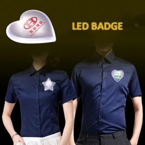 Factory Customized Design Badge Company Logo LED Badge For Promotion Gift Personalized  Flashing LED Badge Pin