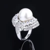 Factory Direct 14mm Pearl Ring with Diamond and Zircon Gold Plated New Opening Design Fashion Jewelry Rings