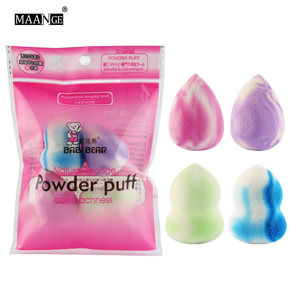 Factory direct sales of 6 pcs  double-color water drop and gourd shape powder puff dry mixed beauty makeup sponge