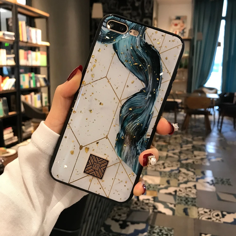 Factory price epoxy gold foil TPU+PC phone case phone cover mobile case for iphone all series
