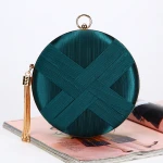 Factory Price Trendy Silk Round Evening Clutch Bag Tassels Shoulder Ball Shape Clutch Shoulder Purse Elegant Evening Bag