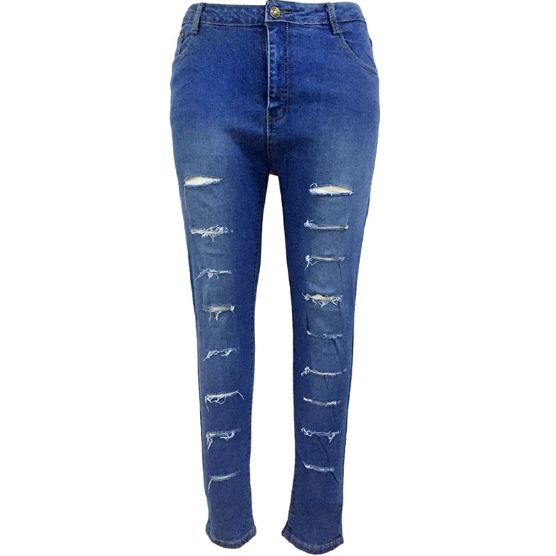 Factory supplier High waist women blue jeans custom womens jeans distressed women jeans