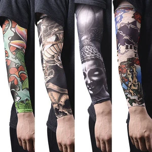 Fashion Men Women Seamless Nylon Fake Tattoo Sleeves Designs Body Arm Custom Fake Tattoo Sleeves For Cool Men Women