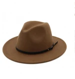 Fashion Women Belt Buckle Fedora Hat Wholesale Wide Brim 100% Wool Felt Hat Winter