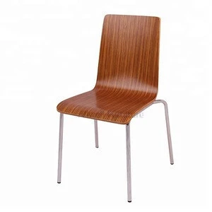 fast food restaurant bent wood plywood dining chairs with metal leg