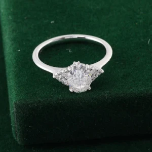 Fine Jewelry Simple Hot Sale Rings 14K White Gold 1.5 Carat Oval Moissanite Diamond Rings Wedding Rings Women Gifts