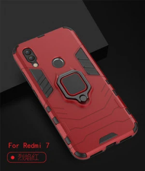 Finger ring holder Magnetic Car kickstand Stand Tpu+Pc Shockproof Back Cover Protective Mobile Phone Case For Redmi 7 Y3