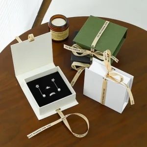 Flip Gift Boxes Essential Oil Book Shape Packaging Box Ring Earrings Necklace Jewelry Box With Ribbon