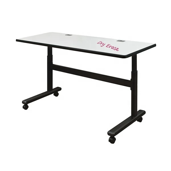 Folded Tabletop School Round Height Adjustable Dry-erase Whiteboard Activity Table with HPL Top