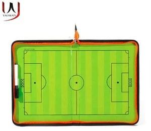 Folding portable magnetic football soccer coaching tactics board with zip strategy teaching clipboard with eraser and marker pen