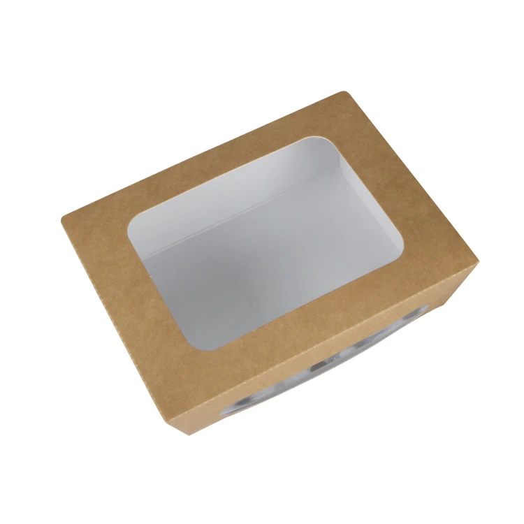 food box packaging take out food container PE coated kraft salad paper box with window