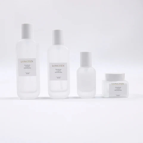 Frosted glass spray lotion bottle cream jar set for cosmetic packaging