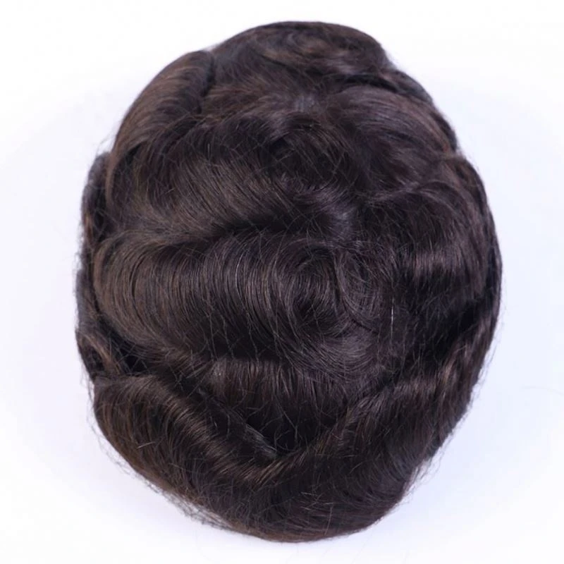 Full PU 0.06  Custom Cuticle Aligned Brazilian Human Hair Toupee Hair Piece Toupee Men Hair Toupee