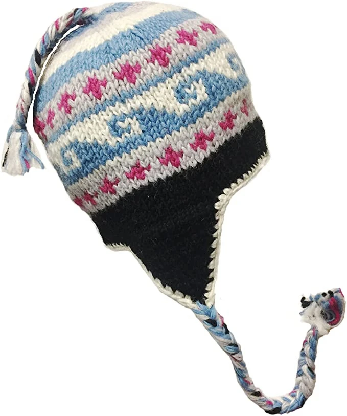 FYB High Quality Winter Warm Knitted Earflap Beanie Wool custom women beanie hat