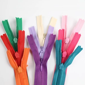 garment zipper 3#open end colorful invisible nylon tape zipper in many sizes for coat