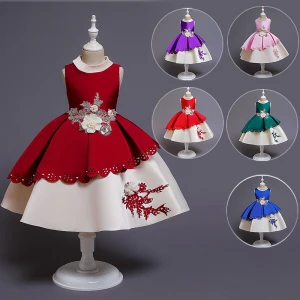 Girls Frock Floral Princess Party Dress Girls Embroidery Dress Summer Children Clothing Wedding Birthday Baby Dress 3-13Y