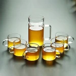 Glass coffee tea cups saucer set