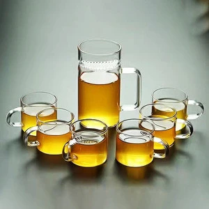 Glass coffee tea cups saucer set