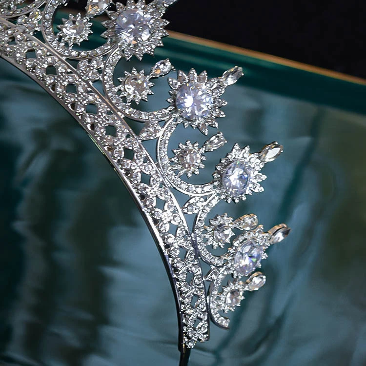 gold pageant crowns American rhodium plated wedding crown bridal headdress wedding dress hair accessories