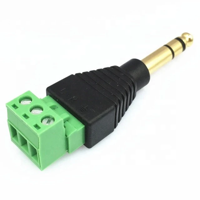 Gold-plated 6.35mm Stereo TRS  Screw  3pin  terminal Connector