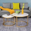 Golen Modern marbling MDF round tea table sofa side simple wrought steel coffee table