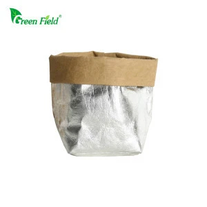 Green Field Flower Pot Planter Silver Color Washable Kraft Paper Pot Flowerpot Holder