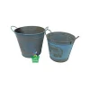Grey-blue galvanized metal double ear garden flower pot for wholesale