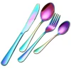 H121 Colourful Portable Teaspoon Gold Cutlery Western Tableware Set Stainless Steel Fork Knife Spoon Flatware Sets