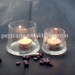 Hand engraved or hand etched clear glass candle holder, wind light, hurricane lantern