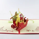Handmade Paper Craft 3D Pop Up Christmas Greeting Card With Envelope