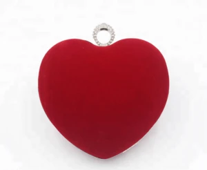Heart Shape Clutch Red Colour Crystal Evening Bags