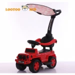 Hebei factory cartoon dluxe plastic cheap 4 wheel mechanical ride on sit balance kid toy happy swing car with roof