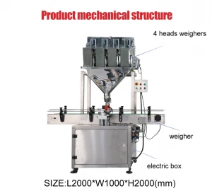 High precision filling machine with 4head linear weight scale for packing sauce flavoring vitamin coffee beans