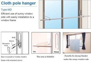High quality clothes drying hanger rack at window side made in Japan