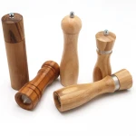 High quality wood grinder 8 6 inch adjustable acacia wooden ceramic core spice manual mills salt and pepper mill set