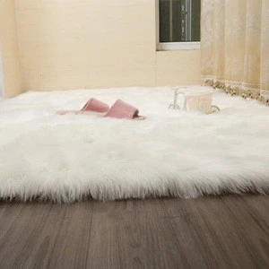 Home use long hair pile acrylic polyester synthetic sheepskin carpets and rugs for living room faux fur rugs