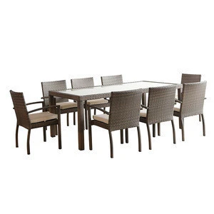 Hormel big set wicker outdoor furniture dining table with 8 chairs set for garden/dining room