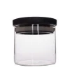 HOT 400ml selling small glass airtight storage lucid jar with black plastic lid