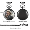 Hot Movie Theme White-Haired Prince Antique Black Clock Watches Quartz Pocket Watch Chain For TV Movies Fans
