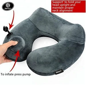 Hot Sale Amazon automatic push button Inflatable Neck support air Travel Pillow