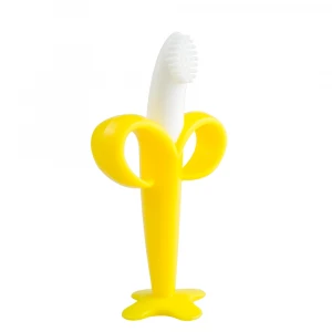 Hot sale baby teether silicone banana baby infant training toothbrush and teether