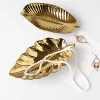 Hot sale ceramic plate gold plated banana leaf jewelry tray