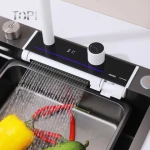 Hot sale flying rain waterfall sink cold and hot pull all washing basin faucets household digital display kitchen faucet