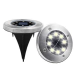 Hot Sale Smart Lawn Patio Led Stainless Steel Solar Powered Disk Ground Light, Green Powered Outdoor 8 led Solar Garden Light