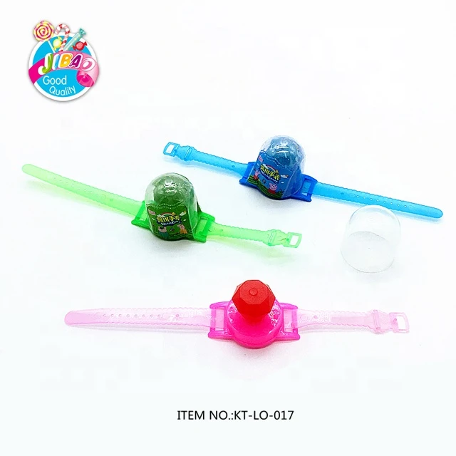hot sales watch toy with sweet candy diamond jewel shape hard lollipop candy