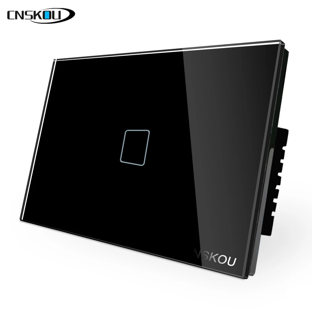 Hot sell Cnskou US/AU standard 1gang 1way crystal glass panel lumi touch switch
